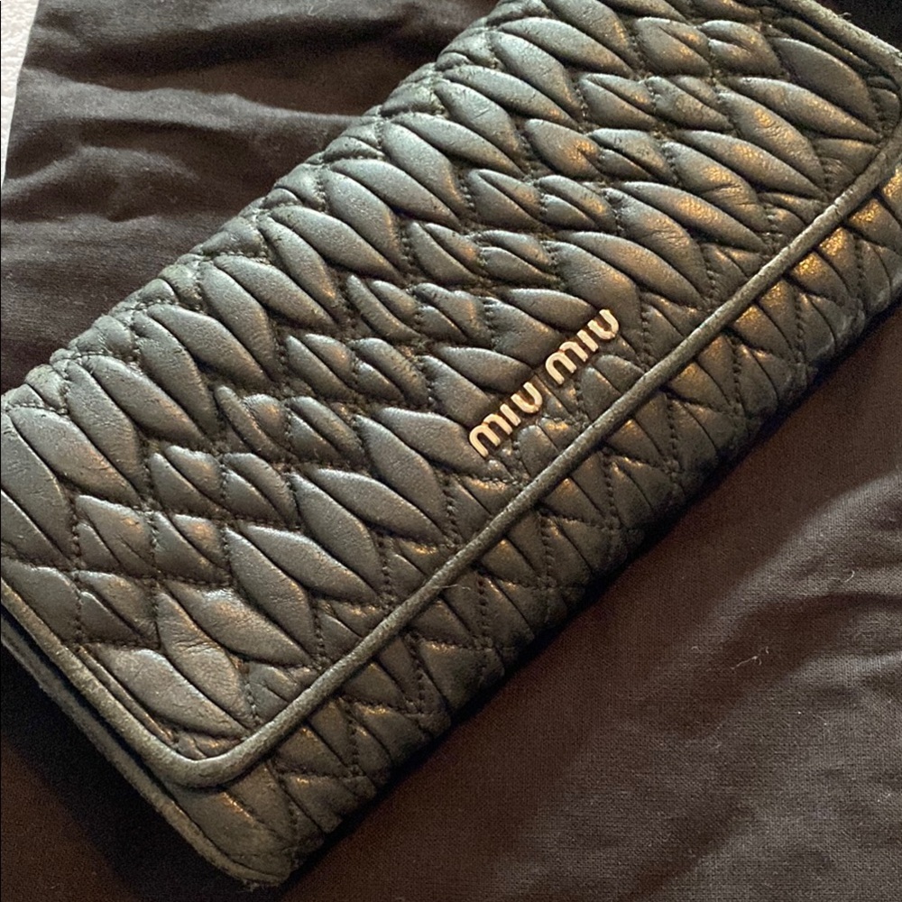 MIU MIU Nappa Matelasse Flap Wallet Clutch